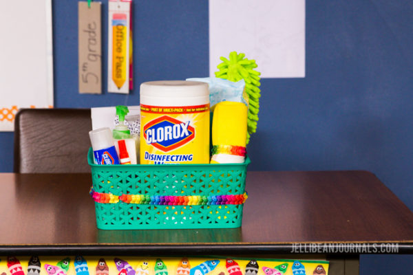 Back to school teacher gift cleaning caddy- Jellibeanjournal.com