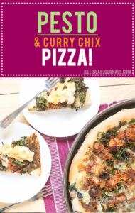 Pesto chicken pizza with curry chicken and kale | Jellibeanjournals.com